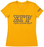 Sigma Gamma Rho Luxury Embroidered Womens Tee [Gold]