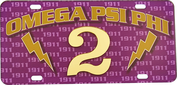 Omega Psi Phi Printed Line #2 License Plate [Purple]