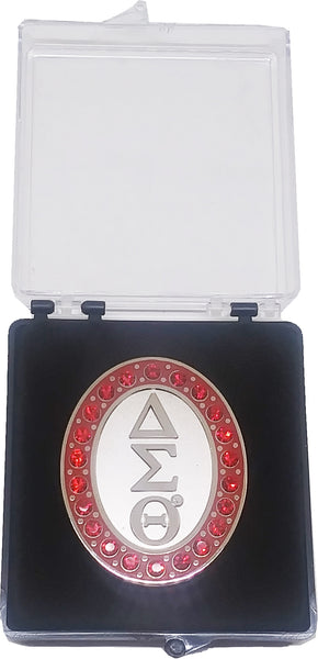Delta Sigma Theta 22 Ruby Rhinestone Lapel Pin [Silver]