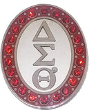 Delta Sigma Theta 22 Ruby Rhinestone Lapel Pin [Silver]