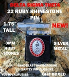 Delta Sigma Theta 22 Ruby Rhinestone Lapel Pin [Silver]