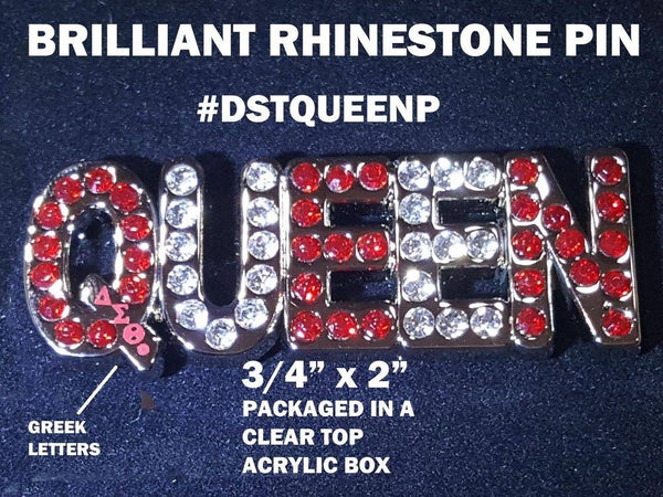 Delta Sigma Theta Queen Rhinestone Lapel Pin [Silver]