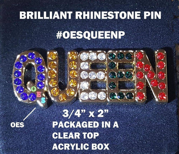 Eastern Star Queen Rhinestone Lapel Pin [Gold]