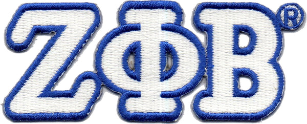 Zeta Phi Beta Connected Greek Letter Patch [White]