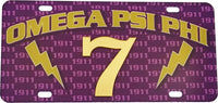 Omega Psi Phi Printed Line #7 License Plate [Purple]