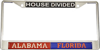 Alabama + Florida House Divided Split License Plate Frame [Silver]