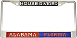 Alabama + Florida House Divided Split License Plate Frame [Silver]