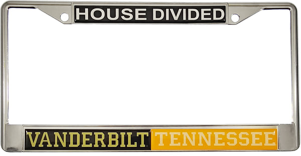 Vanderbilt + Tennessee House Divided Split License Plate Frame [Silver]