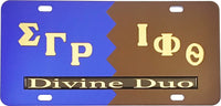 Sigma Gamma Rho + Iota Phi Theta Divine Duo Split License Plate [Blue/Brown - Car or Truck]