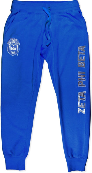 Big Boy Zeta Phi Beta Divine 9 S2 Sequin Womens Jogger Sweatpants [Royal Blue]