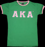 Alpha Kappa Alpha Ladies Ringer Tee [Green]