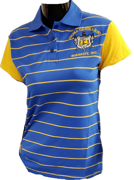 Buffalo Dallas Sigma Gamma Rho Striped Polo Shirt [Short Sleeve - Blue]
