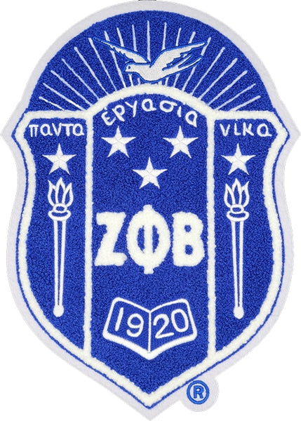Zeta Phi Beta Crest Chenille Emblem Sew-On Patch [Blue]