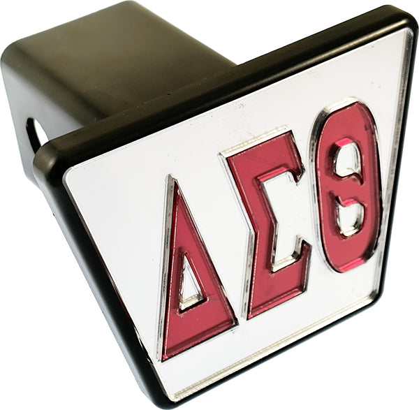Delta Sigma Theta Greek Letter Trailer Hitch Cover [Silver/Red]