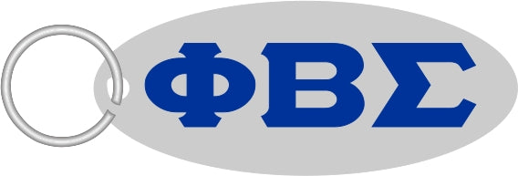 Phi Beta Sigma Greek Letter Oval Keyring Mirror Key Chain [Silver/Blue - 3.5" x 1.5"]