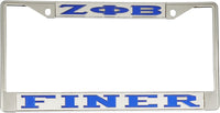 Zeta Phi Beta Finer License Plate Frame [Silver Standard Frame - Silver/Blue]