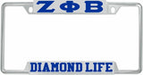 Zeta Phi Beta Diamond Life License Plate Frame [Decal Visible Frame - Silver/Blue]