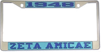 Zeta Phi Beta 1948 Zeta Amicae License Plate Frame [Silver Standard Frame - Sky Blue/Blue]
