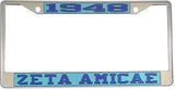 Zeta Phi Beta 1948 Zeta Amicae License Plate Frame [Silver Standard Frame - Sky Blue/Blue]