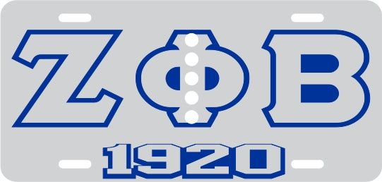 Zeta Phi Beta Pearls 1920 Mirror License Plate [Silver/Silver/Blue]