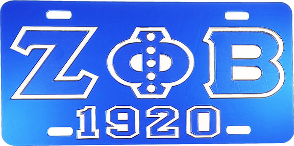 Zeta Phi Beta Pearls 1920 Mirror License Plate [Blue/Blue/Silver]