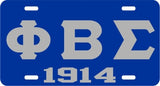 Phi Beta Sigma 1914 Mirror License Plate [Blue/Silver]
