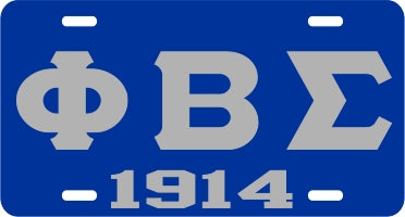 Phi Beta Sigma 1914 Mirror License Plate [Blue/Silver]