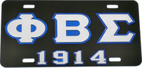 Phi Beta Sigma 1914 Outline Mirror License Plate [Black/Silver/Blue]