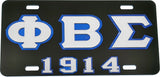 Phi Beta Sigma 1914 Outline Mirror License Plate [Black/Silver/Blue]