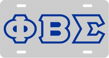 Phi Beta Sigma Outline Mirror License Plate [Silver/Silver/Blue]