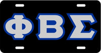 Phi Beta Sigma Outline Mirror License Plate [Black/Silver/Blue]