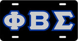 Phi Beta Sigma Outline Mirror License Plate [Black/Silver/Blue]