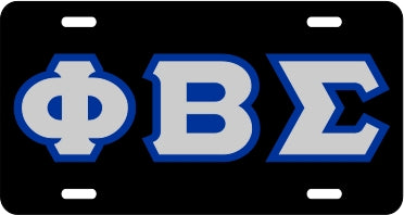 Phi Beta Sigma Outline Mirror License Plate [Black/Silver/Blue]