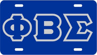 Phi Beta Sigma Outline Mirror License Plate [Blue/Blue/Silver]
