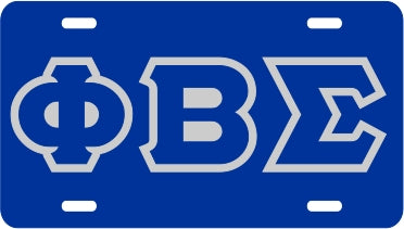 Phi Beta Sigma Outline Mirror License Plate [Blue/Blue/Silver]