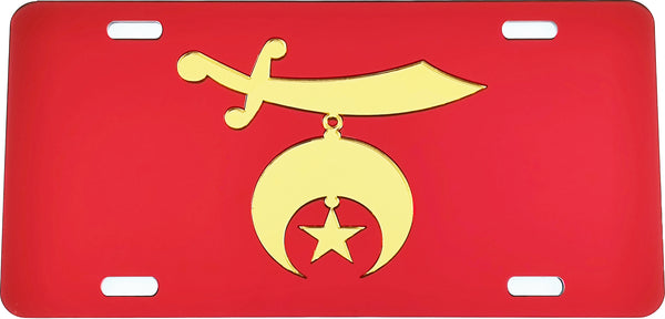 Shriner Symbol Mirror License Plate [Red/Gold]