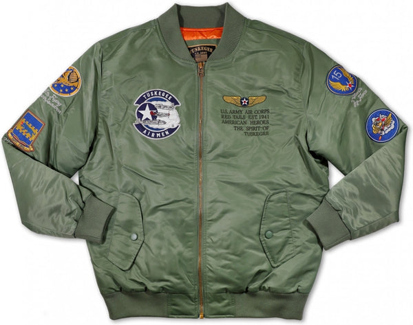 Big Boy Tuskegee Airmen S4 Mens Bomber Jacket [Green]