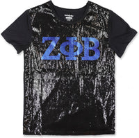 Big Boy Zeta Phi Beta Divine 9 S3 Ladies Sequins Tee [Black]
