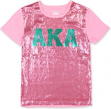 Big Boy Alpha Kappa Alpha Divine 9 S3 Ladies Sequins Tee [Pink]