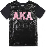 Big Boy Alpha Kappa Alpha Divine 9 S3 Ladies Sequins Tee [Black]