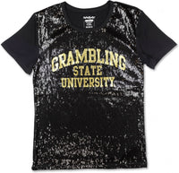 Big Boy Grambling State Tigers S5 Ladies Sequins Tee [Short Sleeve - Black]