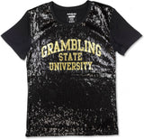 Big Boy Grambling State Tigers S5 Ladies Sequins Tee [Short Sleeve - Black]