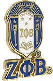 Zeta Phi Beta 3D Crest Lapel Pin With Letters [Gold]