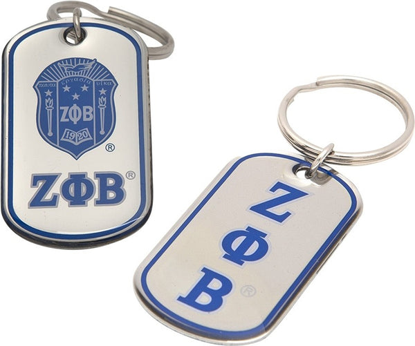 Zeta Phi Beta Epoxy Coated Dog Tag Key Ring [Silver]