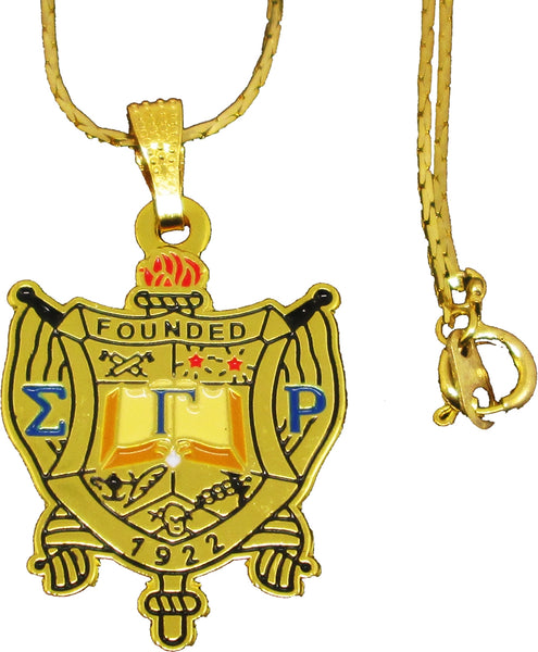 Sigma Gamma Rho Crest Pendant With Chain [Gold]