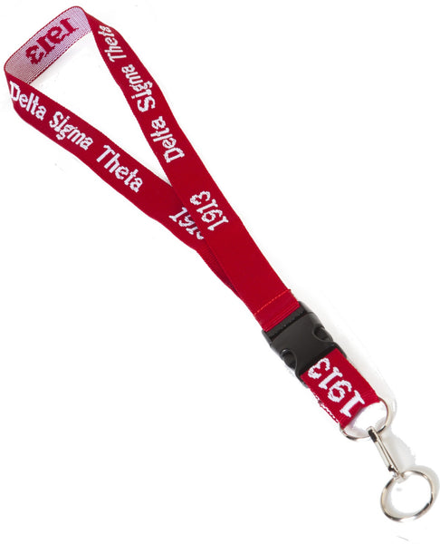 Delta Sigma Theta Classic Woven Embroidered Lanyard [Red]