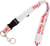 Delta Sigma Theta Classic Woven Embroidered Lanyard [White]