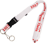 Delta Sigma Theta Classic Woven Embroidered Lanyard [White]