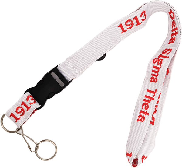 Delta Sigma Theta Classic Woven Embroidered Lanyard [White]