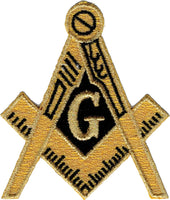 Mason Symbol Cut-Out Embroidered Iron-On Patch [Gold/Black]